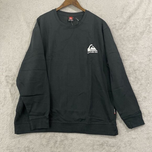NEW Quiksilver Mens XXL Black Pullover Sweatshirt Cotton/Poly Blend Crewneck - Picture 2 of 7